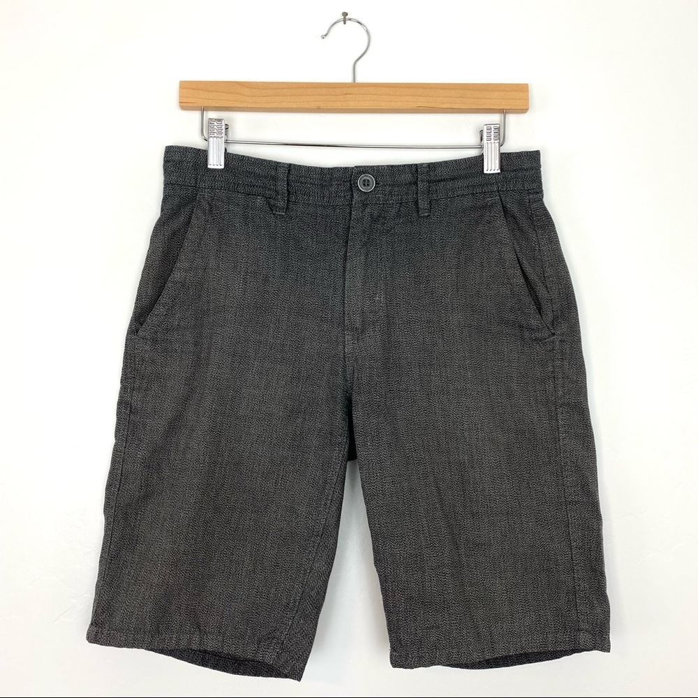 Freeworld Men's Black Gray Static 4 Pocket Skater Casual Fabric Chino Shorts